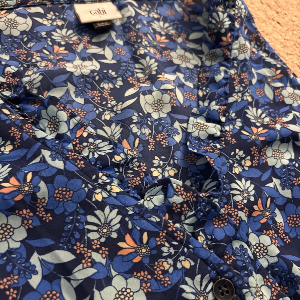 CAbi Ruffle Floral Tank Top Shell Large - Picture 3 of 5